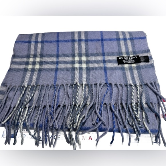 Burberry Accessories - Burberry Lavender and Gray Plaid Cashmere Scarf